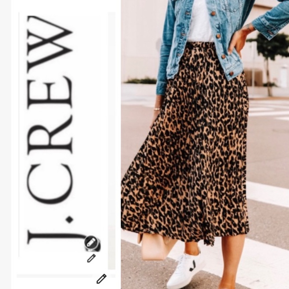 J Crew Pleated Leopard Skirt EUC